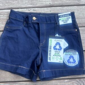 d. jeans Navy Recycled Denim High Waist Shorts